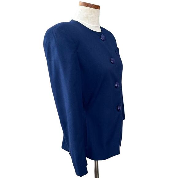 Vtg Raoul Angular Blue Blazer 6 80s Power Dressing Career Office Structured - Picture 8 of 12